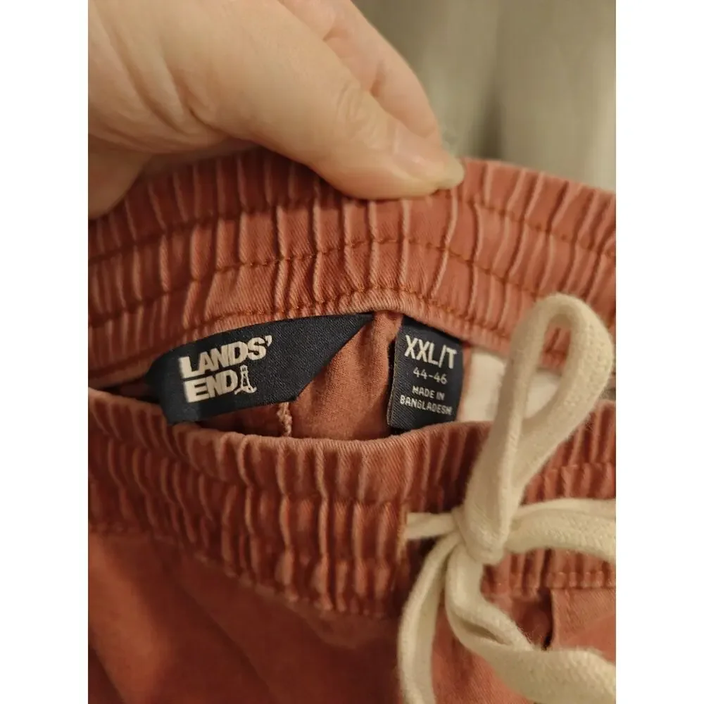 Lands End Men's Relaxed Fit Deck Cotton Pant Joggers in Burnt Clay Preppy Sz XXL
